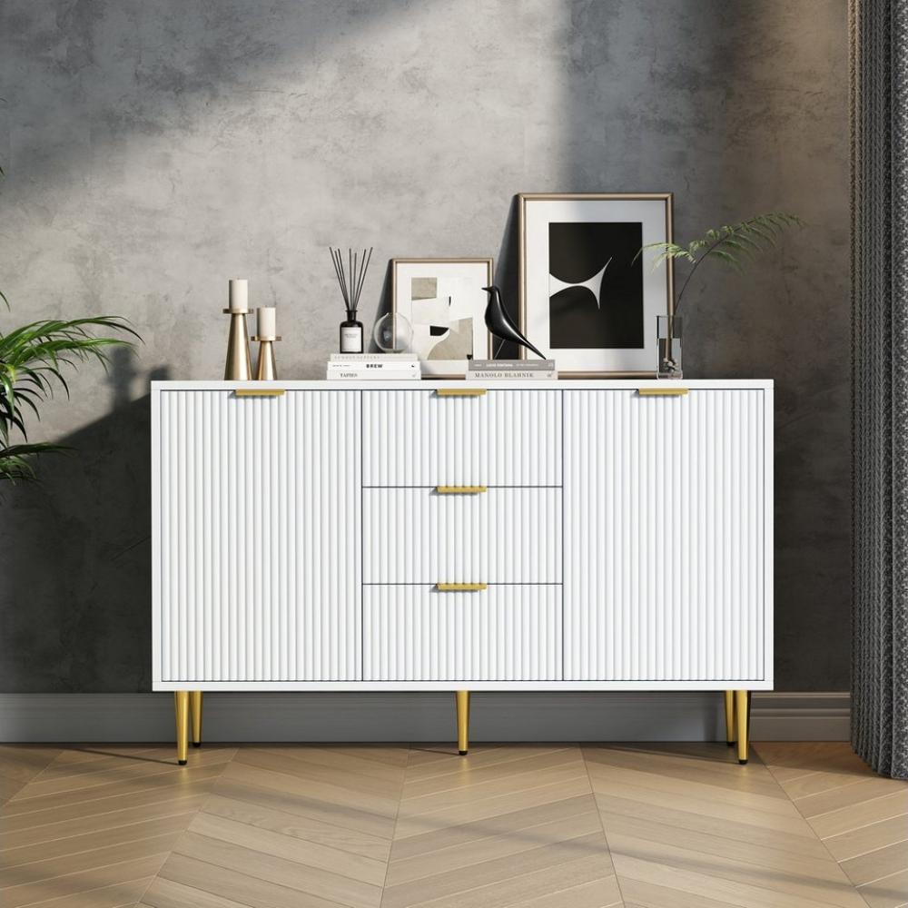 Merax Sideboard, mit 3 Schubladen und 2 Türen, Kommode mit Metallfüße, TV-Schrank, B:120cm Bild 1