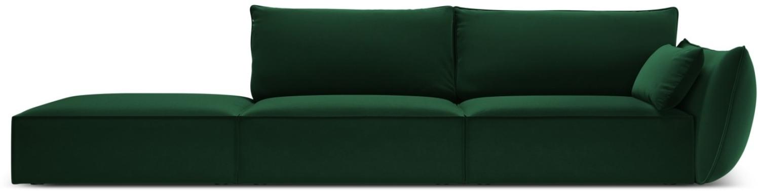 Micadoni 4-Sitzer Links Samtstoff Sofa Kaelle | Bezug Bottle Green | Beinfarbe Black Plastic Bild 1