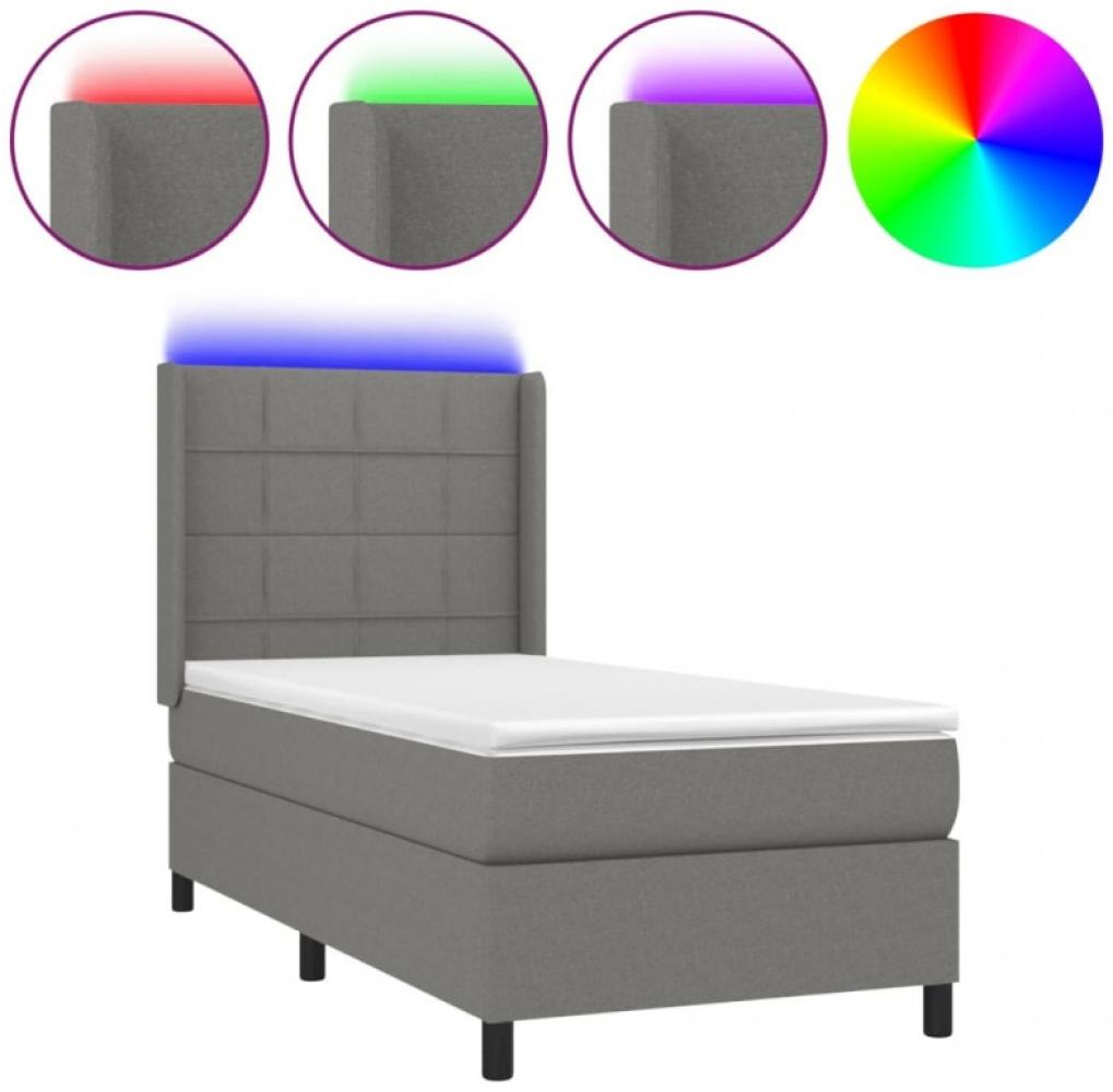 Boxspringbett mit Matratze & LED Dunkelgrau 100x200 cm Stoff (Farbe: Grau) Bild 1