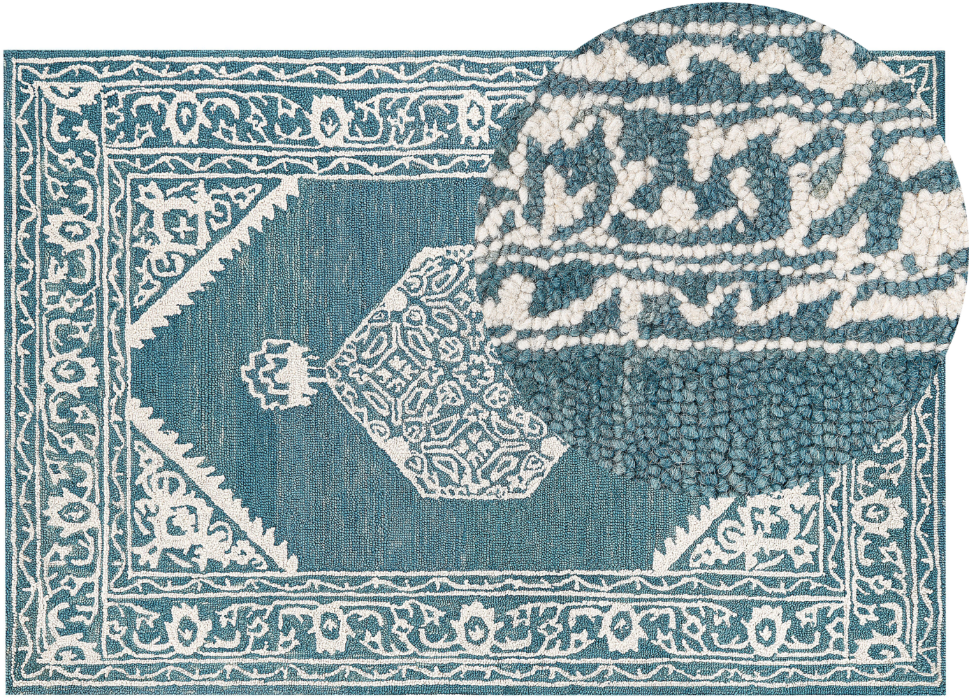 Teppich Wolle weiß blau 140 x 200 cm GEVAS Bild 1