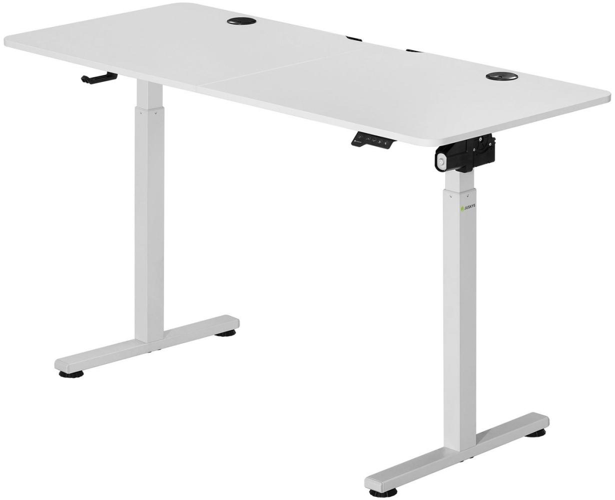 Juskys Höhenverstellbarer Schreibtisch, Metall, Holz, weiß, 120 x 60 cm Bild 1