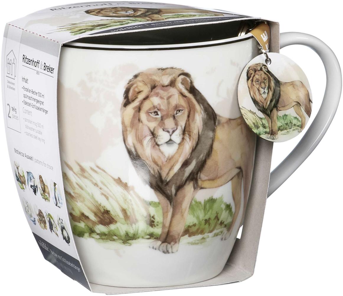 Geschenk-Set Jumbotasse mit Anhänger Wildlife - Jumbotasse mit Anhänger Löwe Bild 1