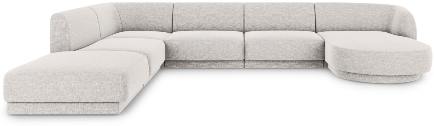 Micadoni 6-Sitzer Panorama Ecke links Sofa Miley | Bezug Light Grey | Beinfarbe Black Plastic Bild 1