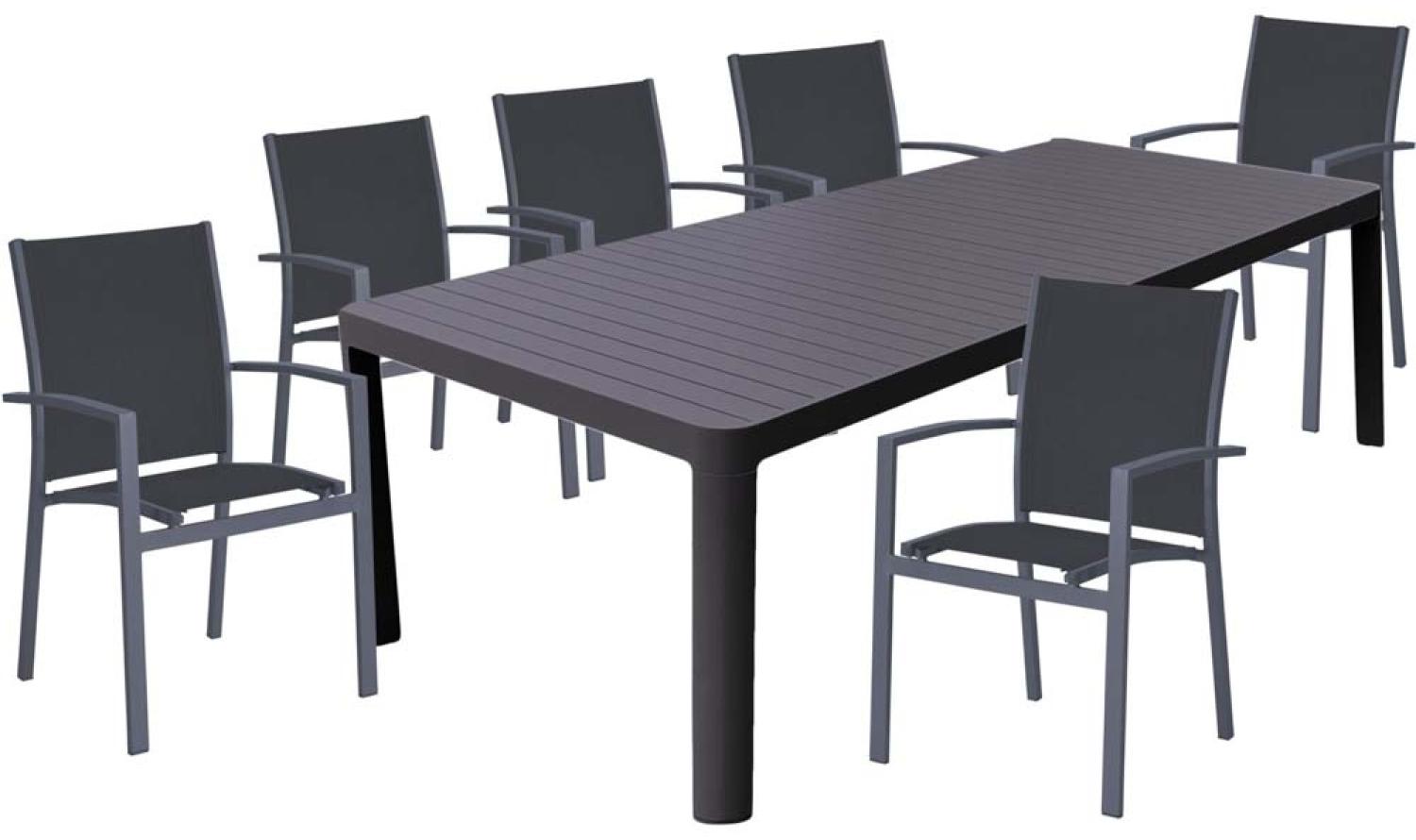 Tischgruppe NEREA, 7 teilig, Aluminium, dunkelgrau Bild 1