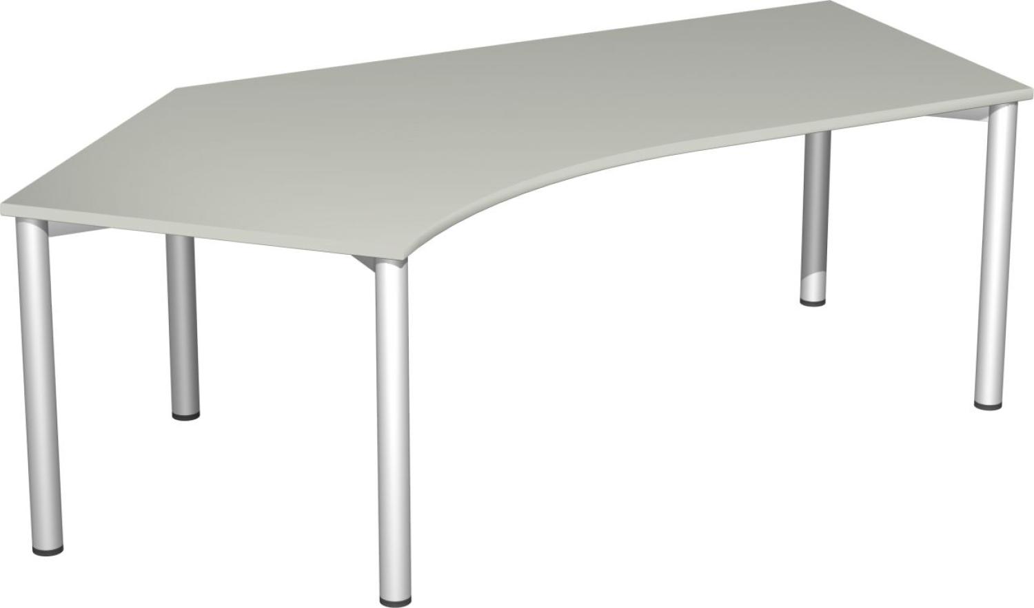 Schreibtisch 135° '4 Fuß Flex' links, 216x113cm, Lichtgrau / Silber Bild 1