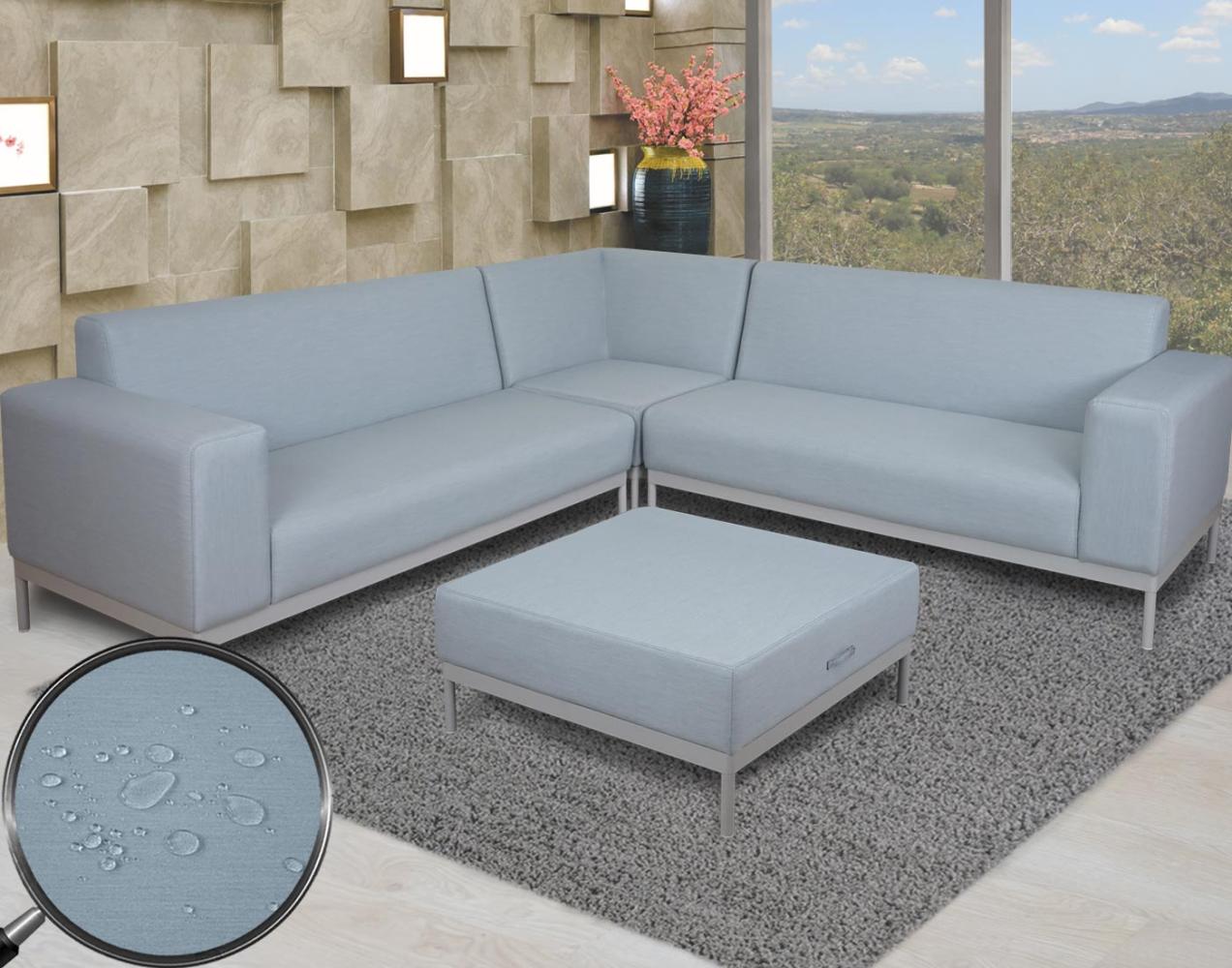 Ecksofa HWC-C47, Sofa Loungesofa Couch, Stoff/Textil Indoor wasserabweisend 245cm ~ blau ohne Ablage Bild 1