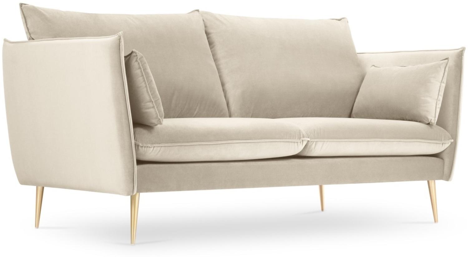 Micadoni 2-Sitzer Samtstoff Sofa Agate | Bezug Light Beige | Beinfarbe Gold Metal Bild 1
