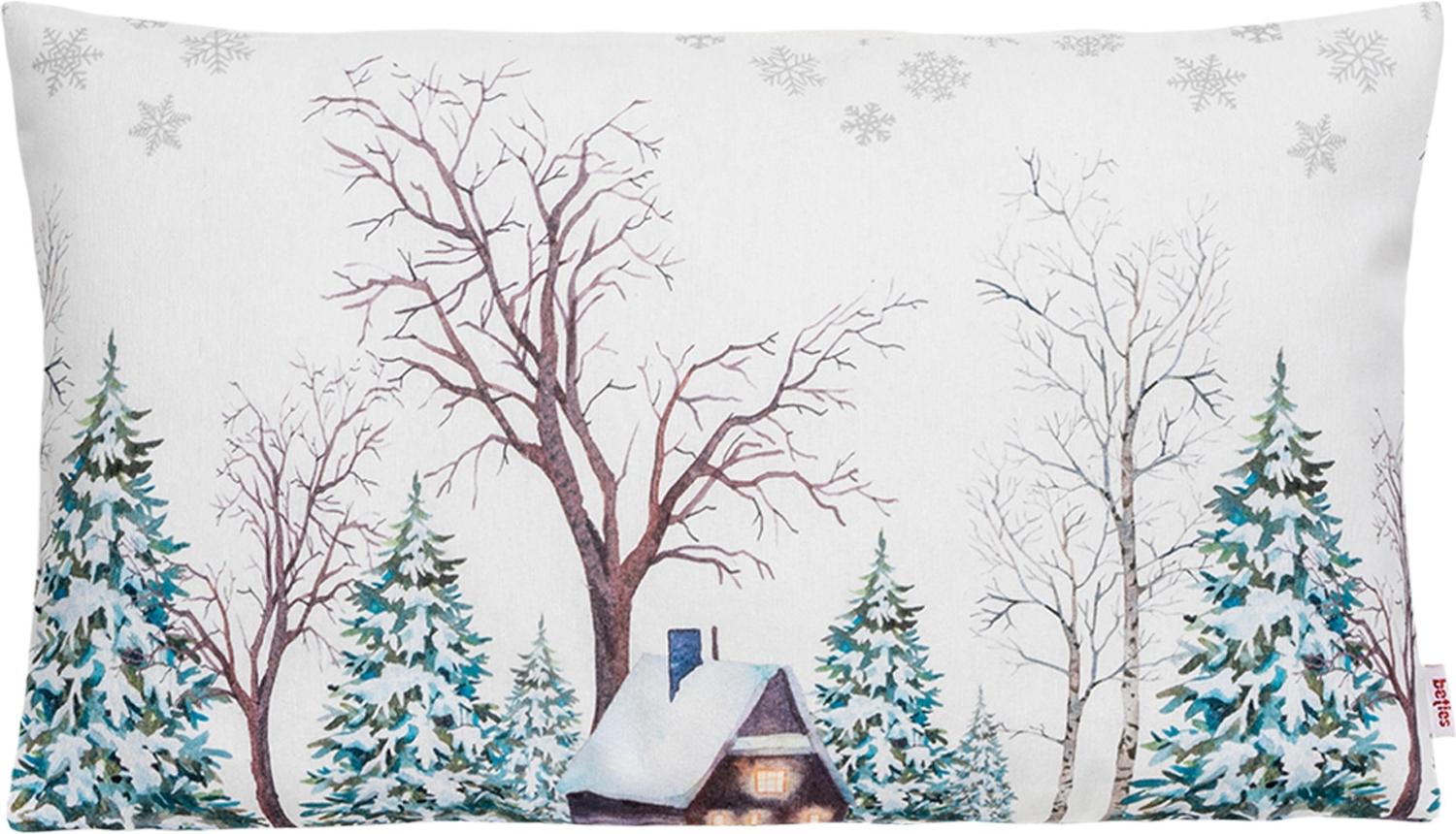 Kissenhülle ca. 30x50 cm schneeflocke-weiß winterlich beties "Winterlandschaft" Bild 1