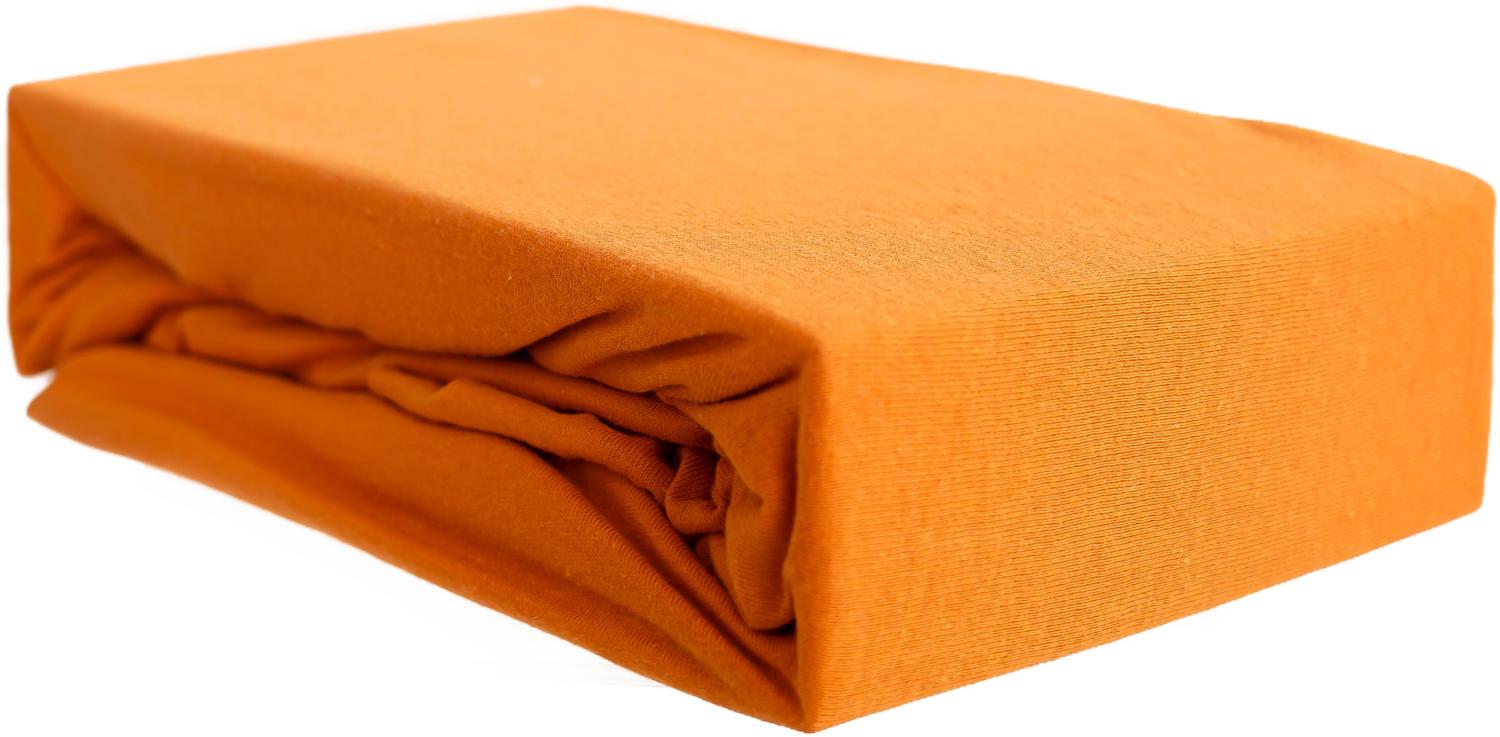 Jersey Spannbettlaken 100% Baumwolle 200-200x220 cm + 40 cm Rundumgummizug Orange Bild 1