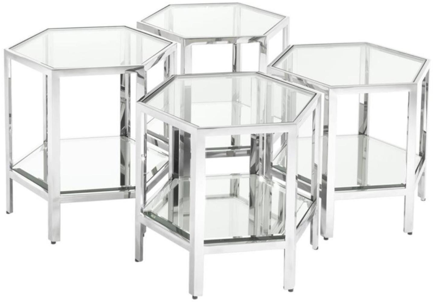 Casa Padrino Luxus Couchtisch 4er Set Silber - Designer Wohnzimmertisch Bild 1