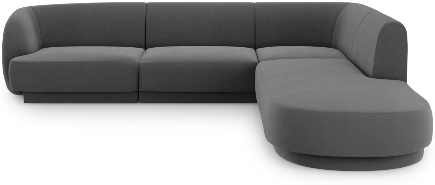 Micadoni 6-Sitzer Samtstoff Ecke rechts Sofa Miley | Bezug Grey | Beinfarbe Black Plastic Bild 1