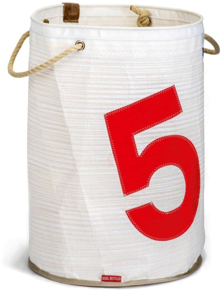 Wäschekorb Pütz Weiss Zahl Rot aus Recycling Segeltuch Bild 1