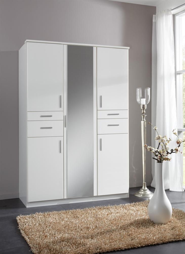 Kleiderschrank >Kalindi III< in Weiß - 135x198x58cm (BxHxT) Bild 1