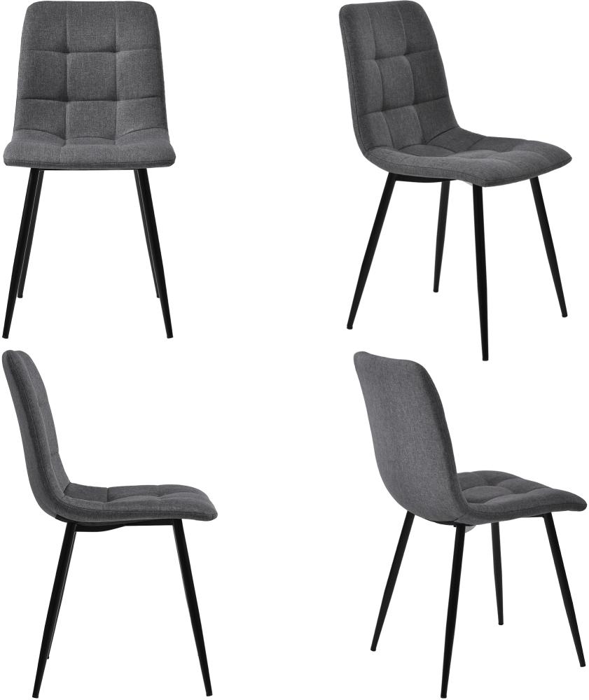 Merax Esszimmerstuhl (4 St), Dunkelgrau,4er-Set Polsterstuhl Design Stuhl mit Rückenlehne,Sitzfläche aus Leinen Gestell aus Metall Bild 1