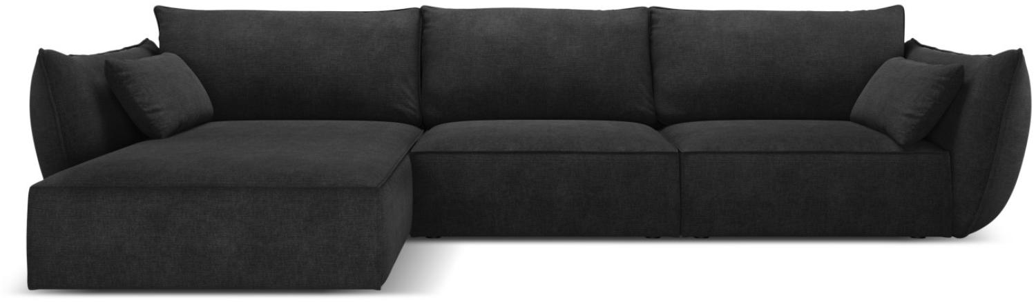 Micadoni 4-Sitzer Ecke links Sofa Kaelle | Bezug Black | Beinfarbe Black Plastic Bild 1