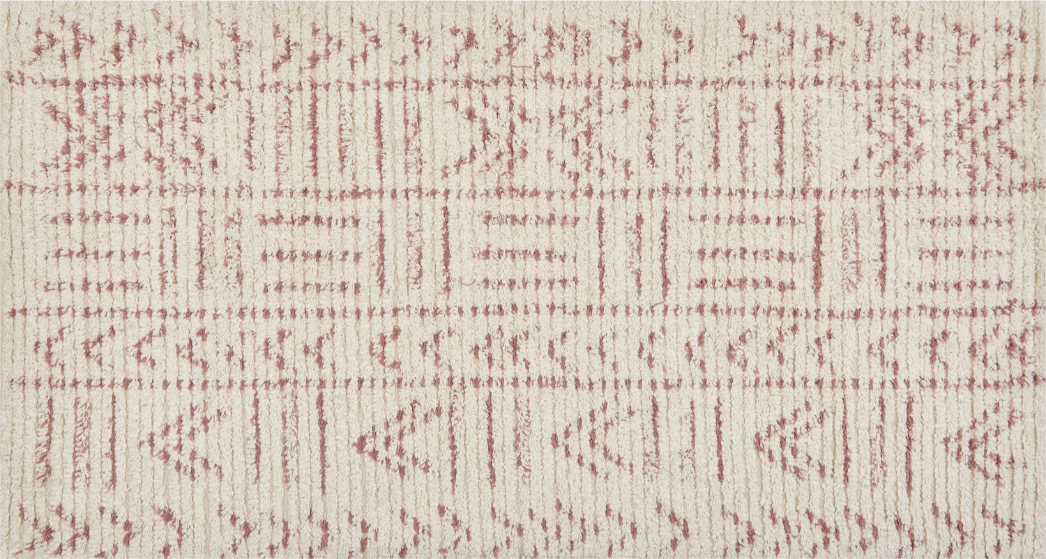 Teppich Baumwolle beige rosa 80 x 150 cm geometrisches Muster Kurzflor EDIRNE Bild 1