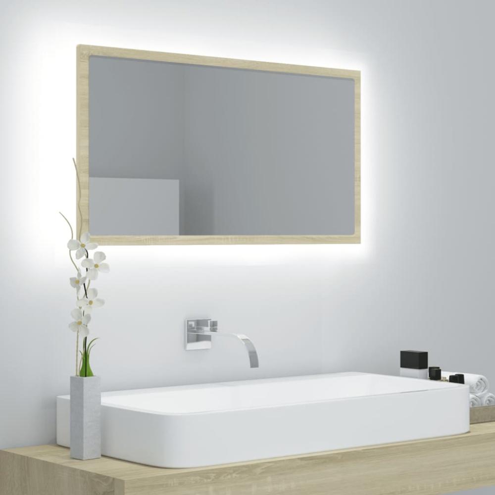 vidaXL LED-Badspiegel Sonoma-Eiche 80x8,5x37 cm Spanplatte Bild 1