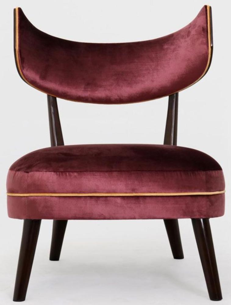 Casa Padrino Luxus Art Deco Lounge Salon Sessel mit gebogener Rückenlehne Lila / Orange / Dunkelbraun 78 x 70 x H. 90 cm - Luxus Möbel Bild 1