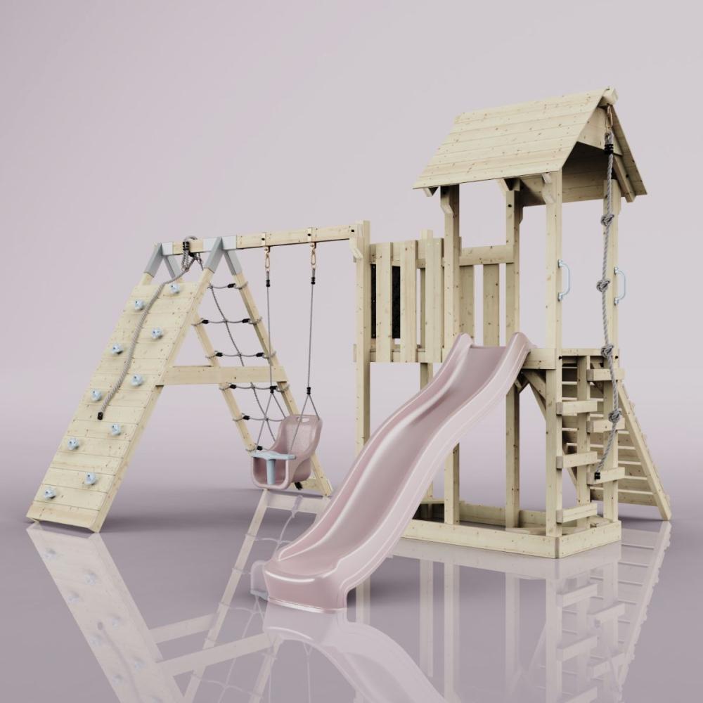 PolarPlay Spielturm Farö aus Holz in Rosa Bild 1