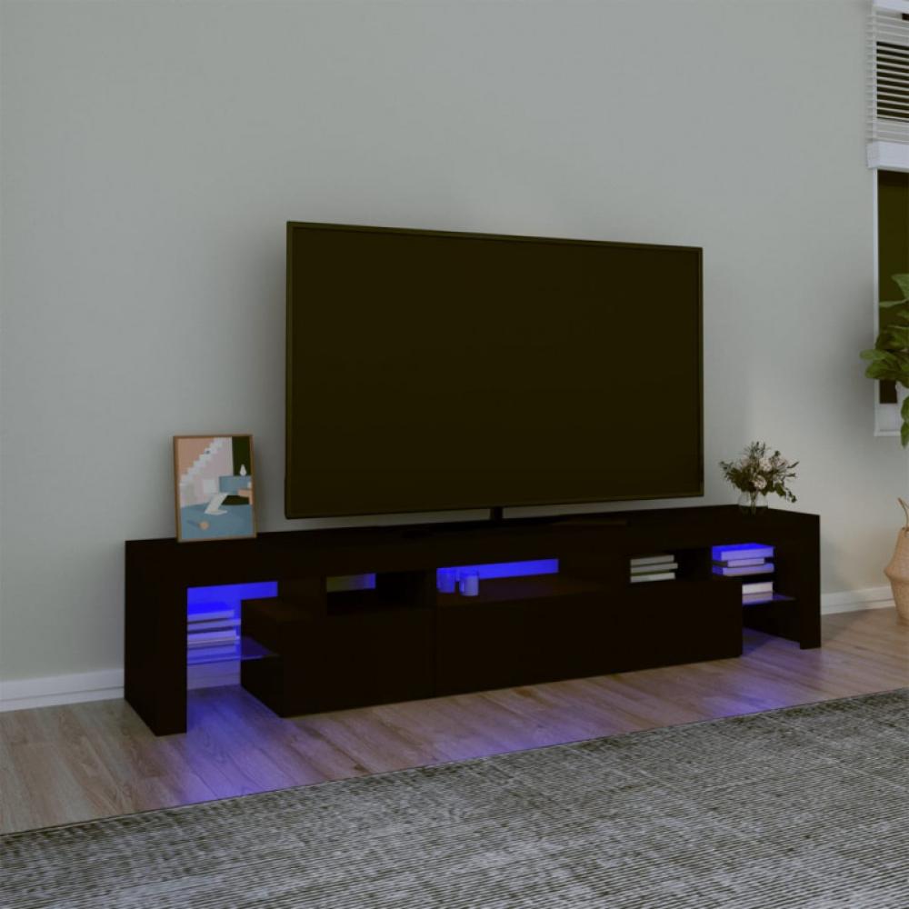 TV-Schrank mit LED-Leuchten Schwarz 200x36,5x40 cm (Farbe: Schwarz) Bild 1