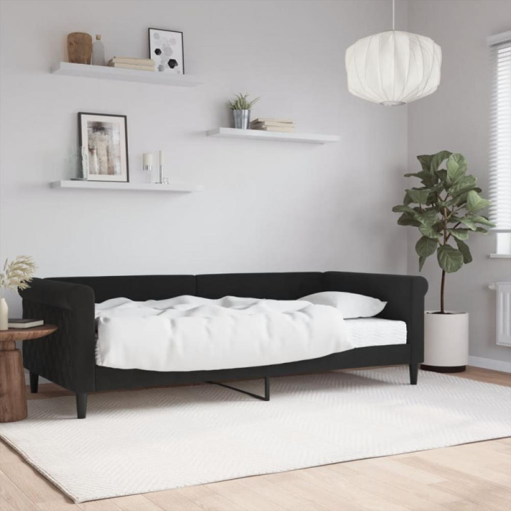 Tagesbett mit Matratze Schwarz 90x200 cm Samt (Farbe: Schwarz) Bild 1
