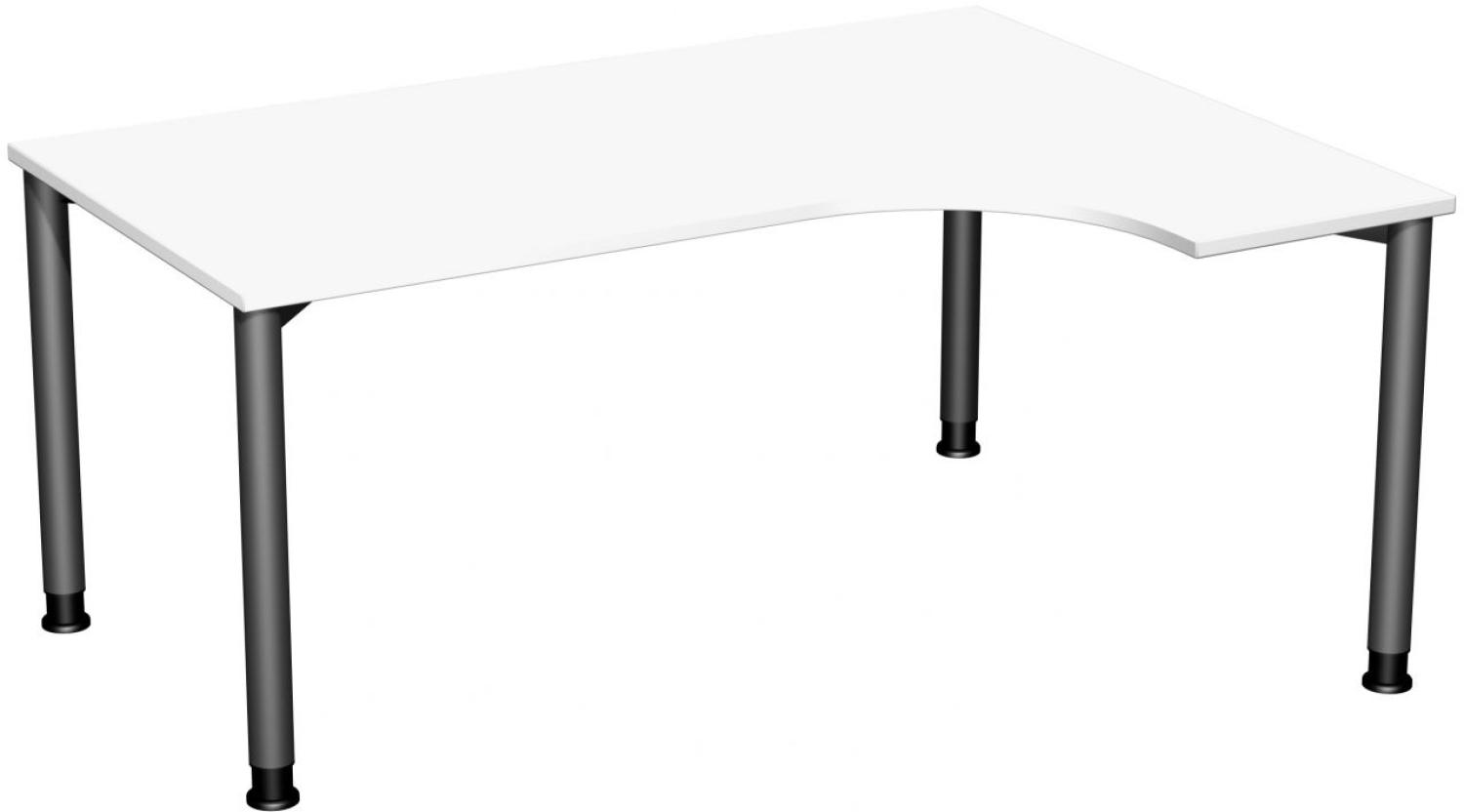 PC-Schreibtisch '4 Fuß Flex' rechts, höhenverstellbar, 160x120cm, Weiß / Anthrazit Bild 1