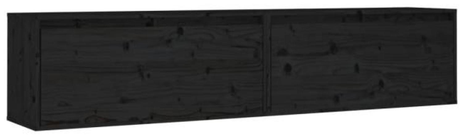 Wandschränke 2 Stk. Schwarz 80x30x35 cm Massivholz Kiefer Bild 1