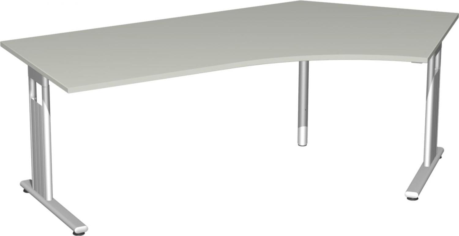 Schreibtisch 135° 'C Fuß Flex' rechts, 216x113cm, Lichtgrau / Silber Bild 1