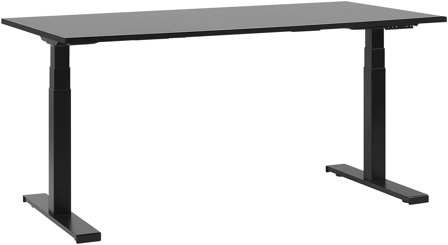 Schreibtisch elektrisch höhenverstellbar, rechtseitig, Spanplatte Schwarz, 63-126 x 160 x 72 cm Bild 1