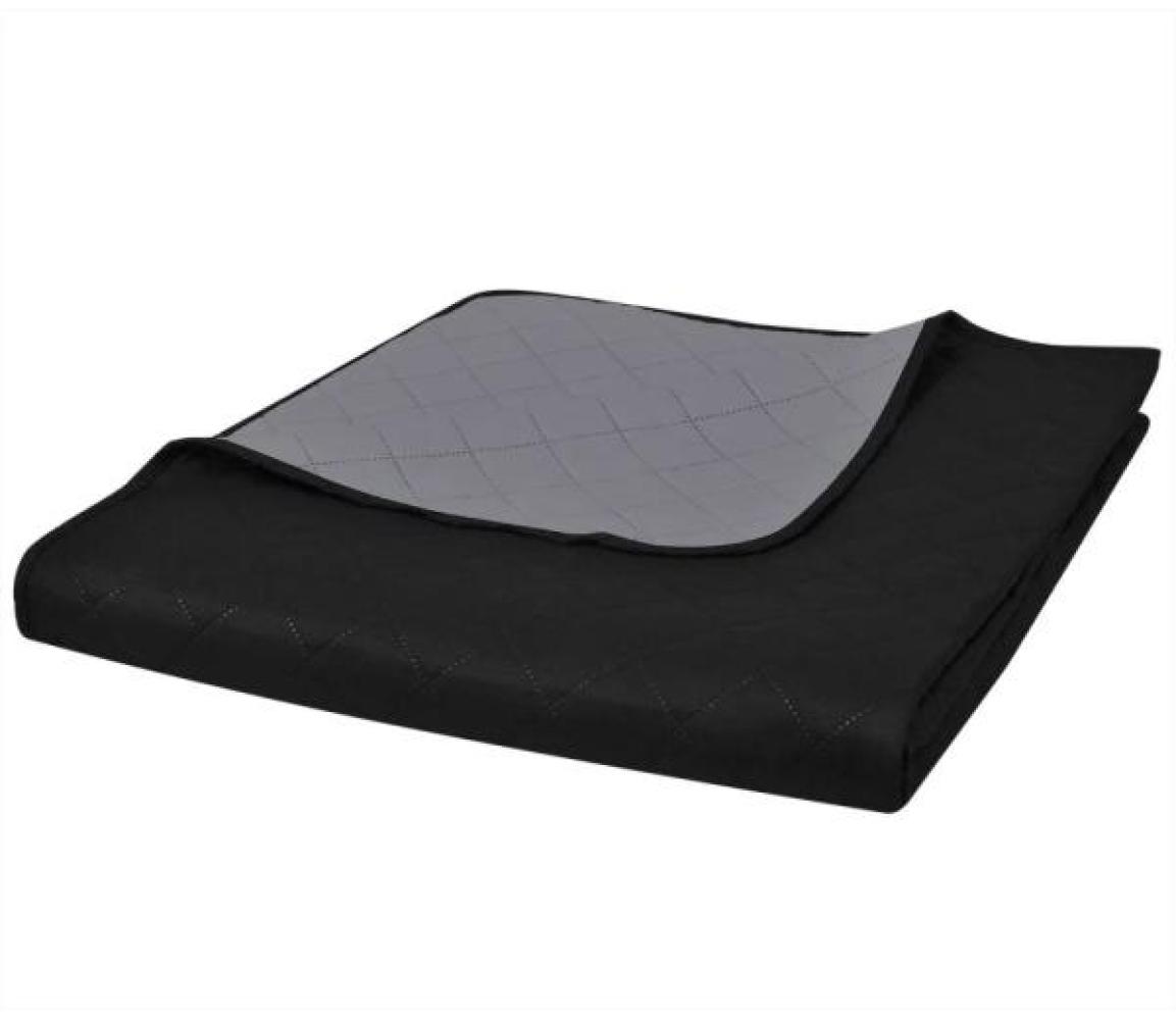 vidaXL Zweiseitige Tagesdecke Gesteppt Schwarz/Grau 230x260 cm Bild 1