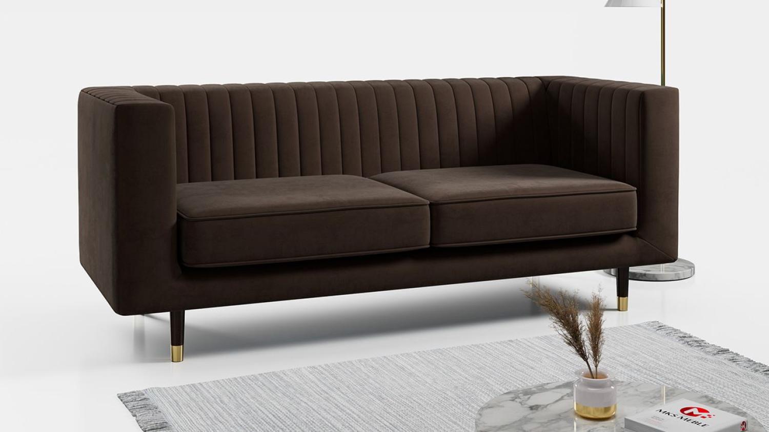 Sofa - Moderne Polstersofa - Skandinavische Deko - ELMO - 3 Sitzer - Braun Mikrofaser Bild 1