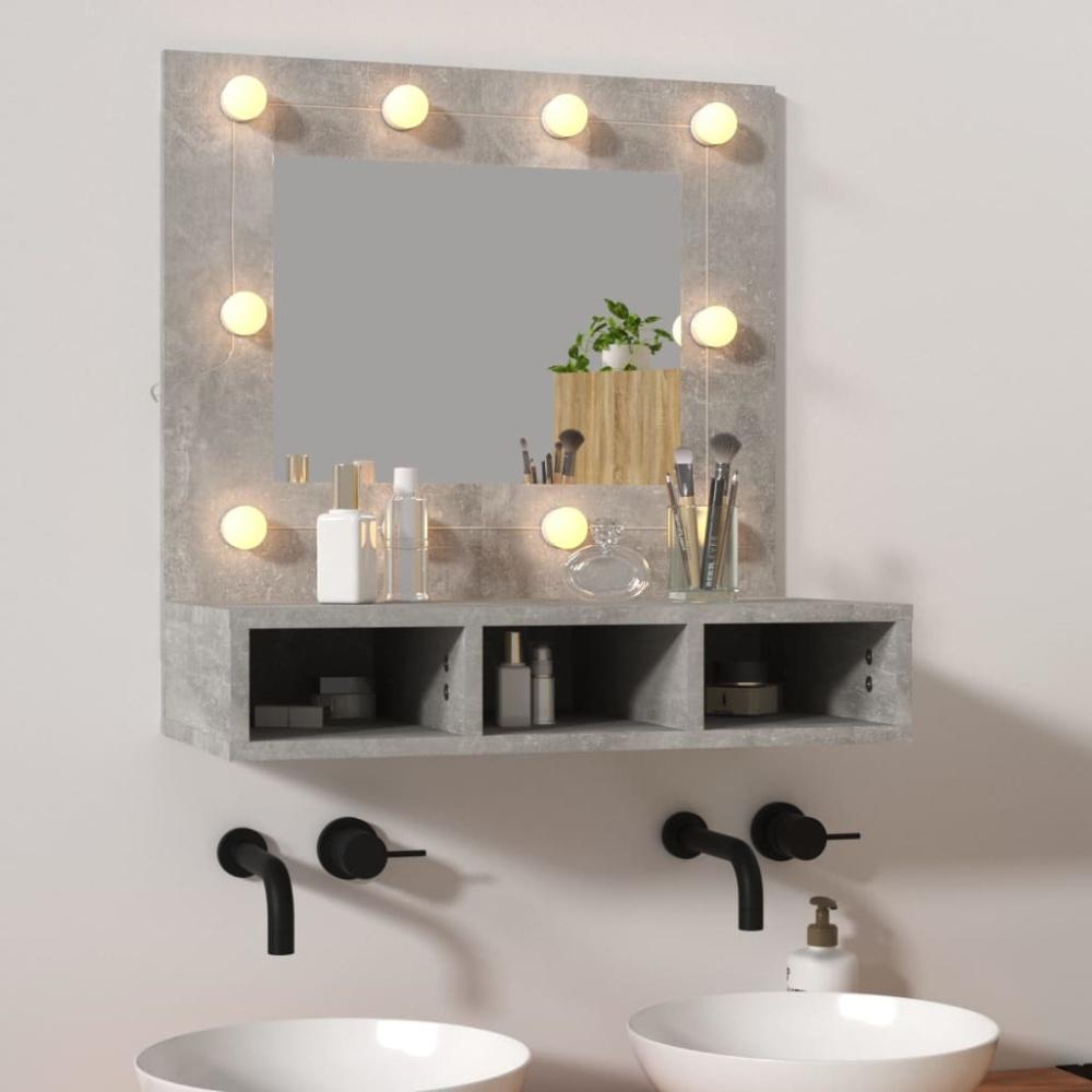 Spiegelschrank mit LED Betongrau 60x31,5x62 cm Bild 1