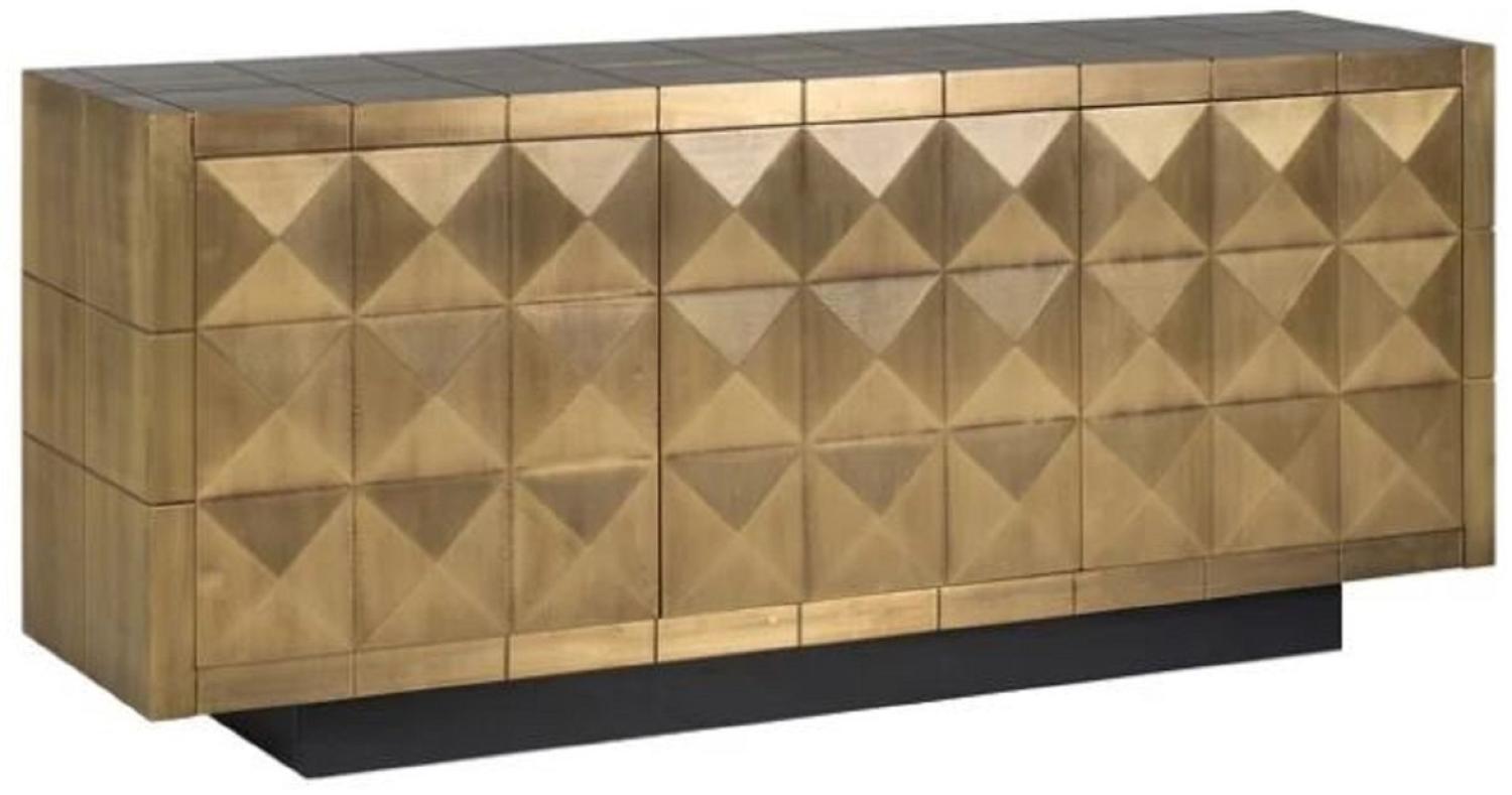 Casa Padrino Luxus Sideboard Gold / Schwarz 180 x 45 x H. 77 cm - Massivholz Schrank mit 3 Türen - Wohnzimmer Möbel - Esszimmer Möbel - Luxus Möbel - Luxus Einrichtung Bild 1
