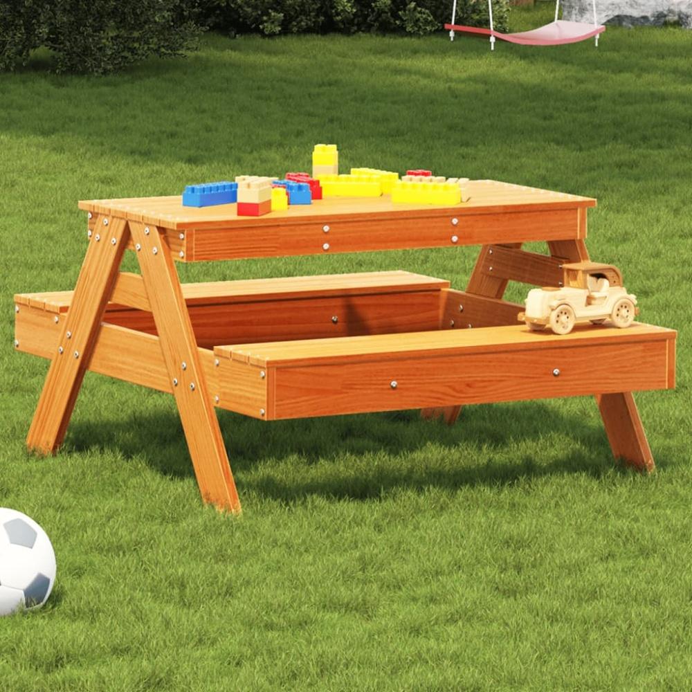 vidaXL Picknicktisch für Kinder Wachsbraun 88x97x52 cm Massivholz 844656 Bild 1