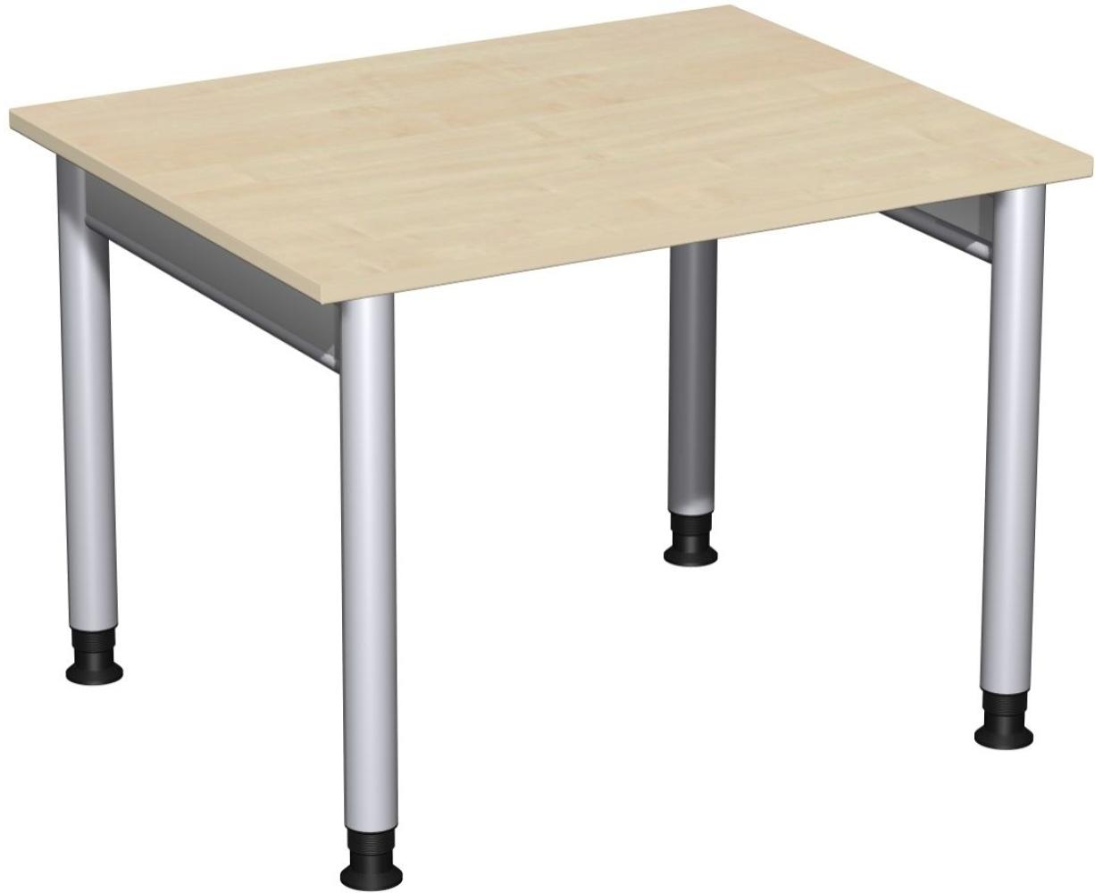 Schreibtisch '4 Fuß Pro' höhenverstellbar, 100x80cm, Ahorn / Silber Bild 1