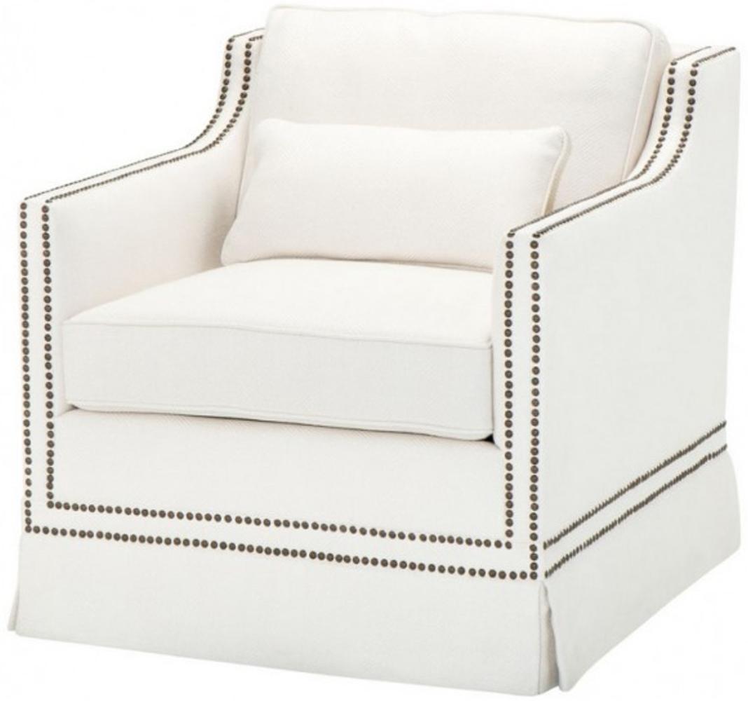 Casa Padrino Luxus Belle Epoche Sessel Creme Weiß Leinen - Jugendstil Art Deco - Luxury Collection Bild 1