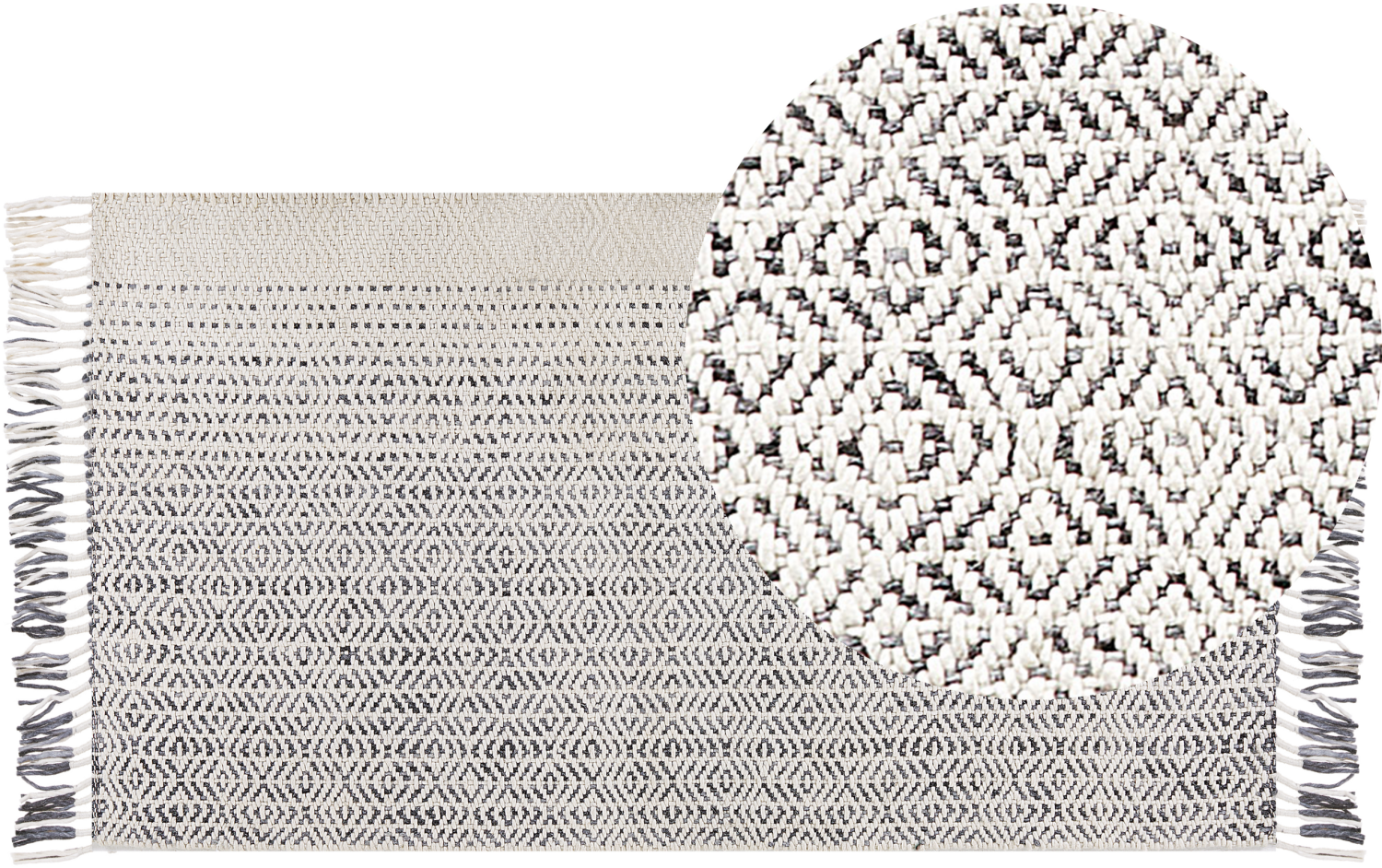 Teppich Wolle weiß grau 80 x 150 cm Kurzflor OMERLI Bild 1