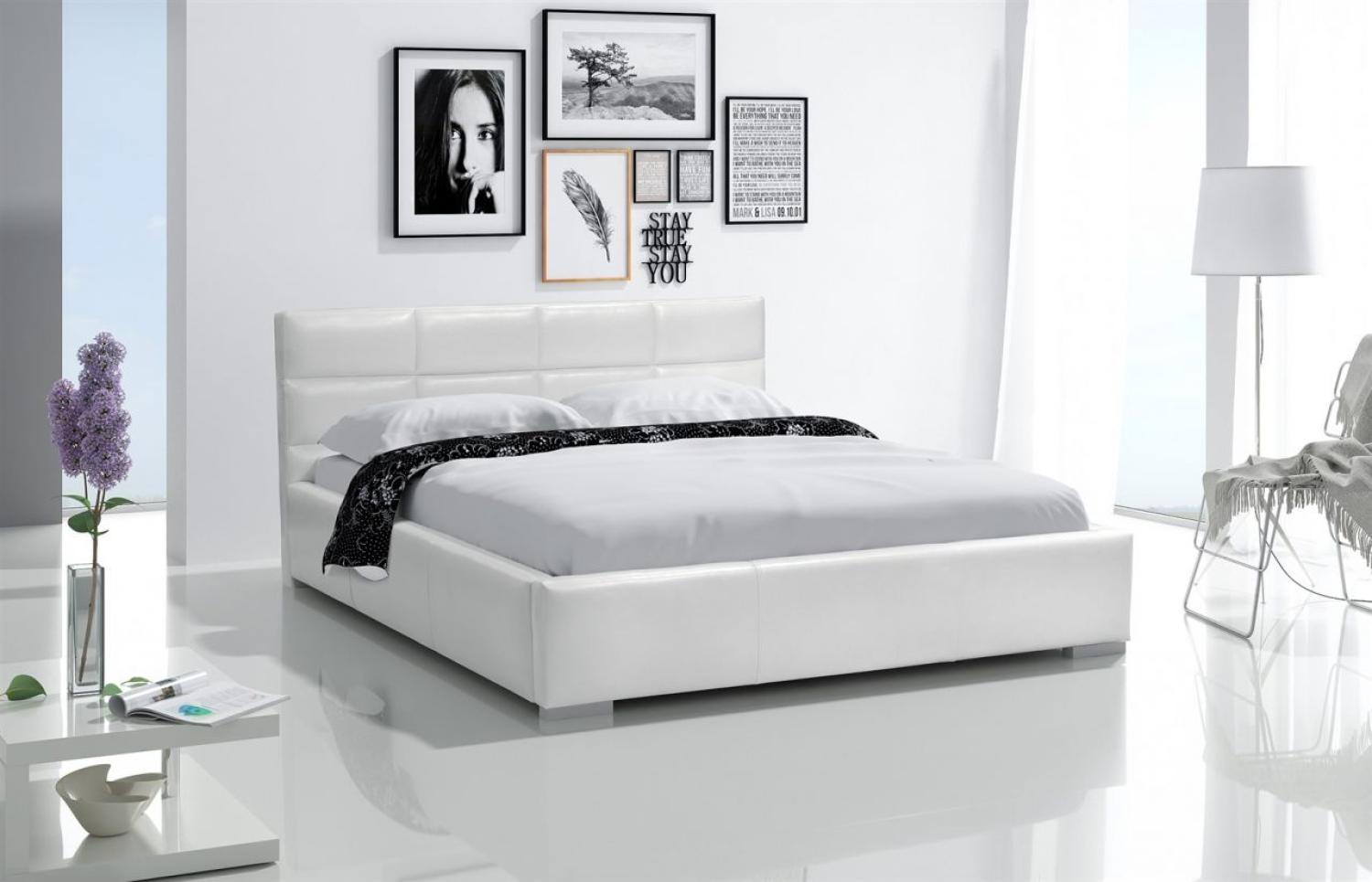 Polsterbett Bett Doppelbett KIAN Kunstleder Weiss 160x200cm Bild 1