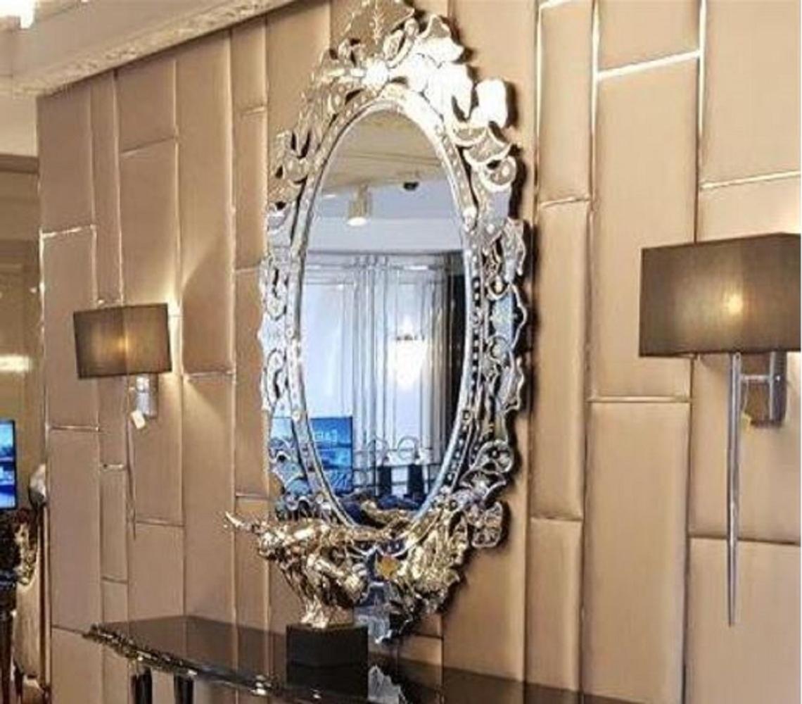 Casa Padrino Luxus Art Deco Wandspiegel 60 x H. 120 cm - Prunkvoller ovaler Spiegel - Luxus Art Deco Möbel Bild 1