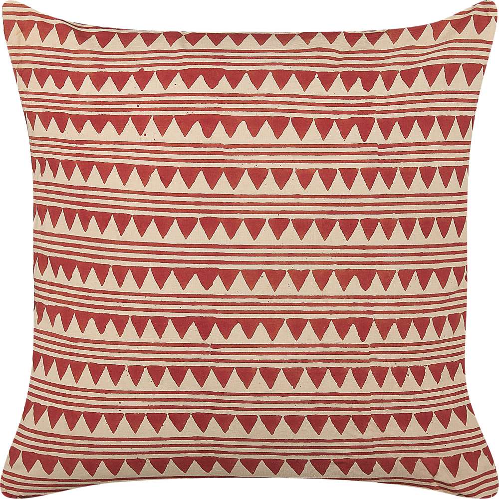 Dekokissen geometrisches Muster Baumwolle rot beige 45 x 45 cm DEGLUPTA Bild 1