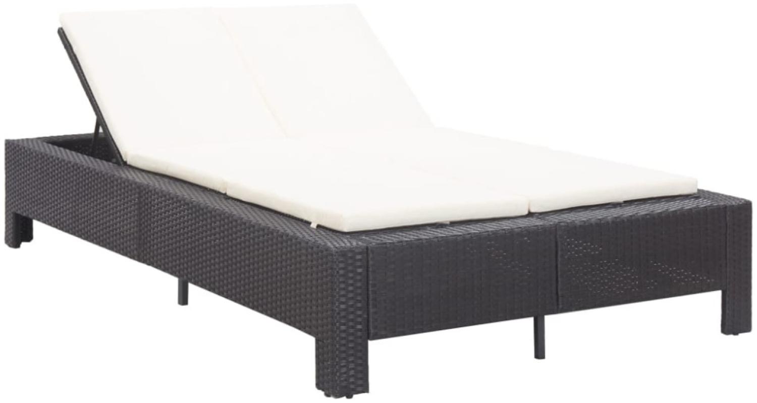 2-Personen-Sonnenliege mit Auflage Schwarz Poly Rattan Bild 1