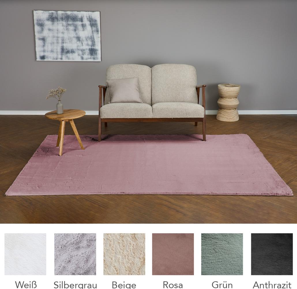 HOMESTORY Hochflorteppich eckig 160x230cm in rosa, flauschig, super-Soft und vegan, Shaggy modern pflegeleicht und einfarbig für Wohnzimmer, Schlafzimmer und Kinderzimmer Bild 1