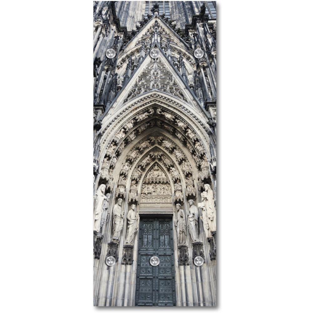 Queence Garderobe - "Cathedrales" Druck auf hochwertigem Arcylglas inkl. Edelstahlhaken und Aufhängung, Format: 50x120cm Bild 1