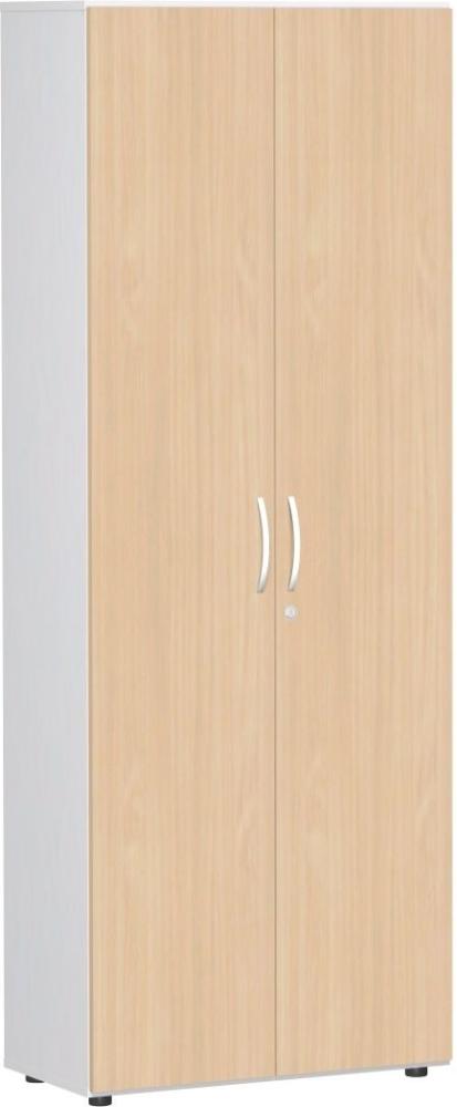 Garderobenschrank mit ausziehbarem Garderobenhalter, 80x42x216cm, Buche Weiß Bild 1