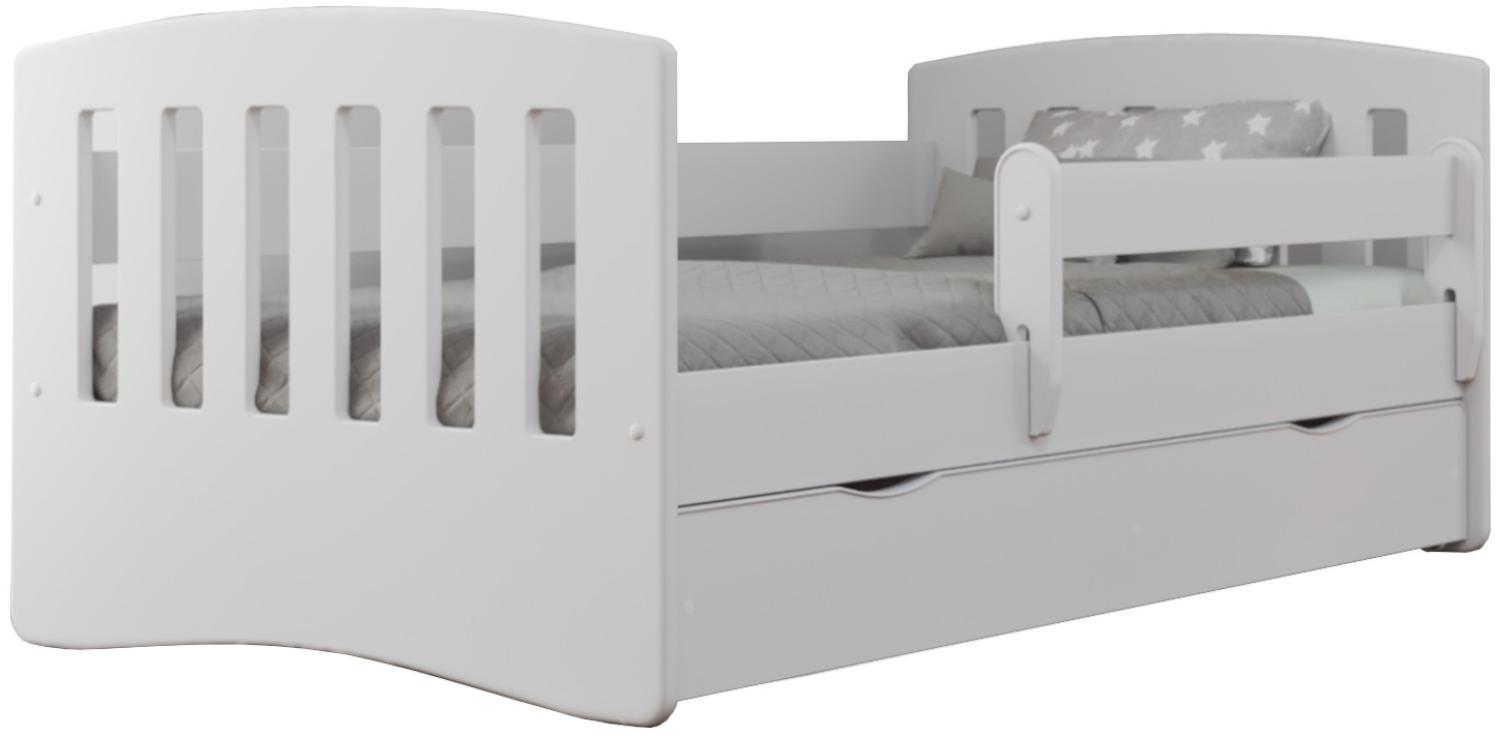 Kinderbett Robin inkl. Rollrost + Matratze + Bettschublade in weiß Bild 1