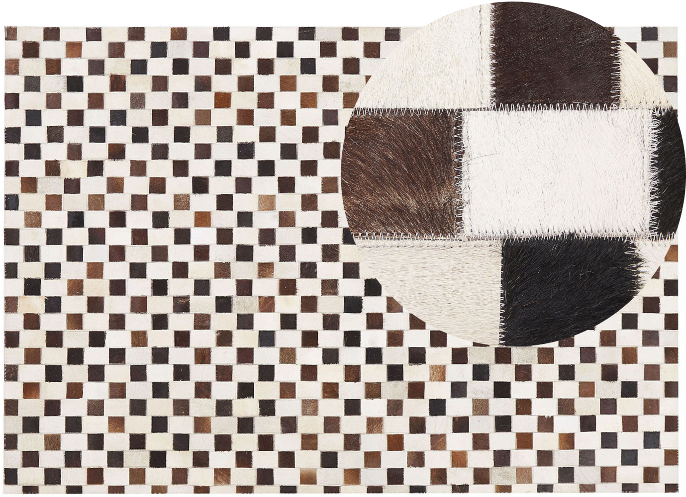 Teppich Kuhfell beige / braun 160 x 230 cm Patchwork Kurzflor KAYABEY Bild 1