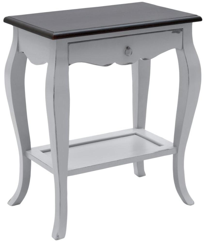 Sit Möbel Telefontisch L = 59 x B = 36 x H = 71 cm taupe mit dunkelbrauner Deckplatte und messingfarbenen Griffen Bild 1