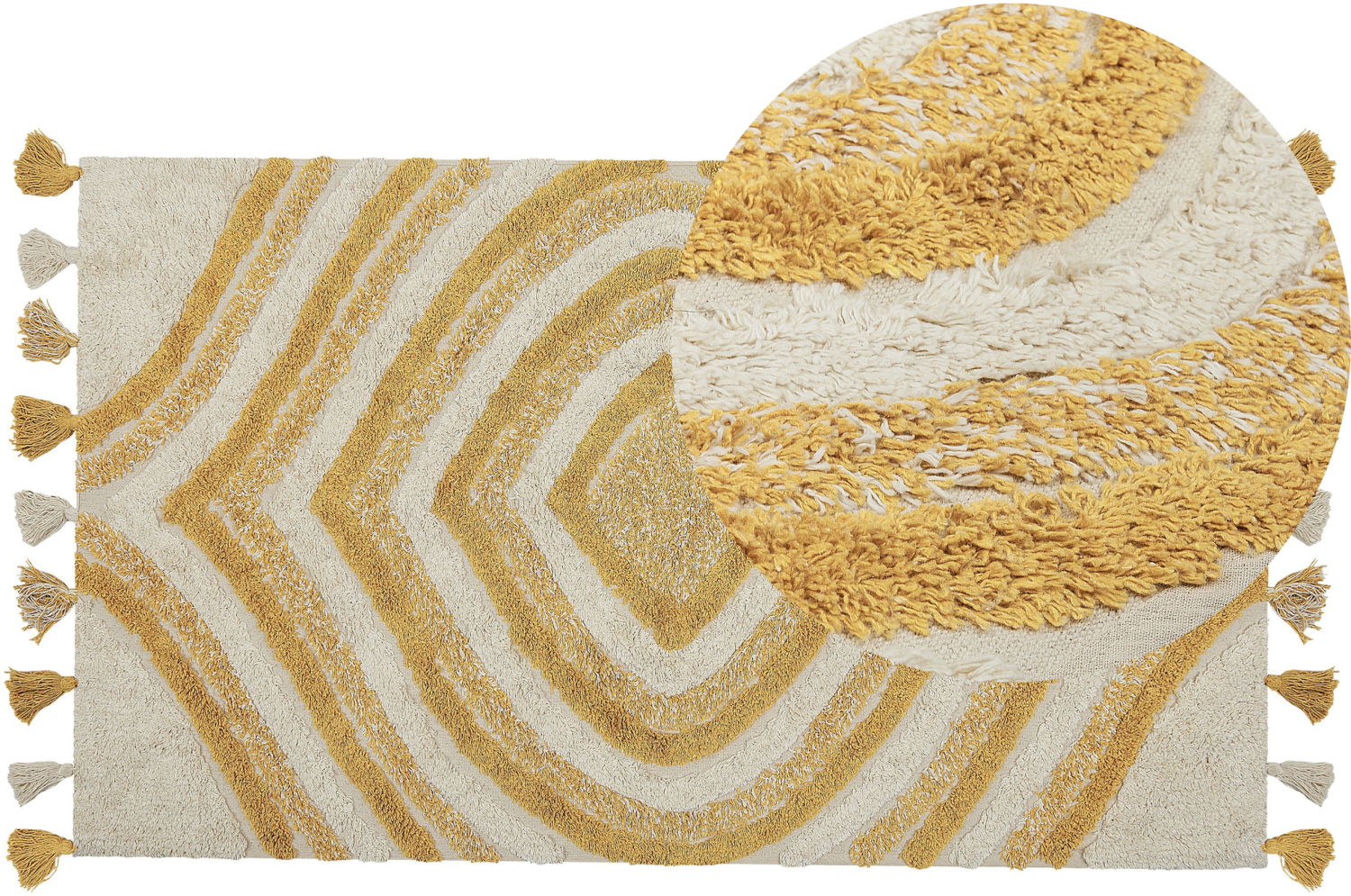 Teppich Baumwolle beige gelb 80 x 150 cm abstraktes Muster BINGOL Bild 1
