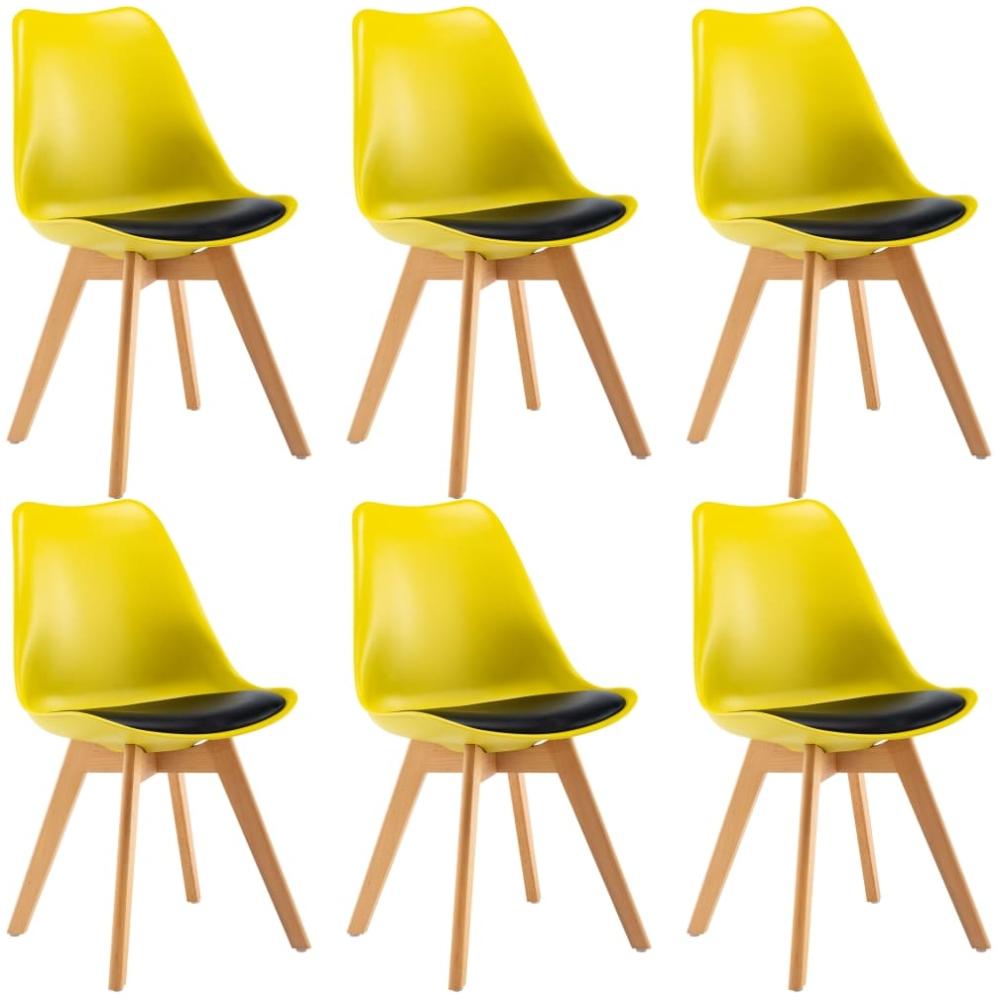 vidaXL Esszimmerstühle 6 Stk. Gelb und Schwarz Kunstleder Bild 1