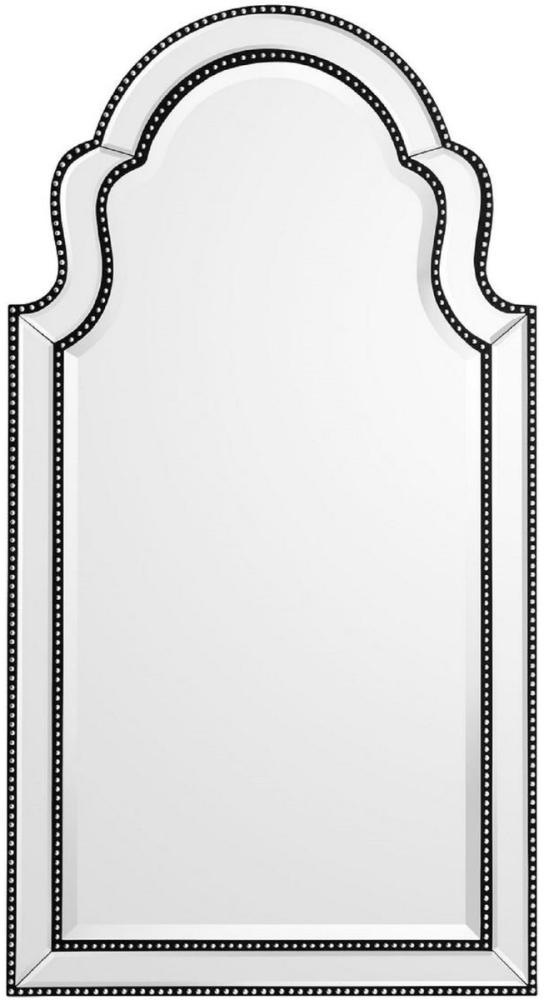 Casa Padrino Luxus Mahagoni Wandspiegel Schwarz / Silber 80 x H. 150 cm - Wohnzimmer Spiegel - Garderoben Spiegel - Luxus Kollektion Bild 1